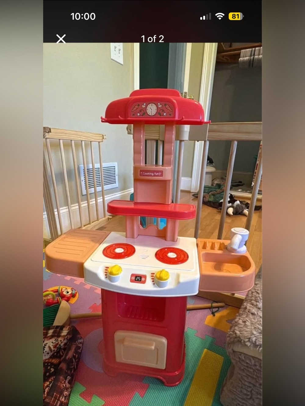 Kids Red Play Kitchen Set - Cooking Fun Pretend Play